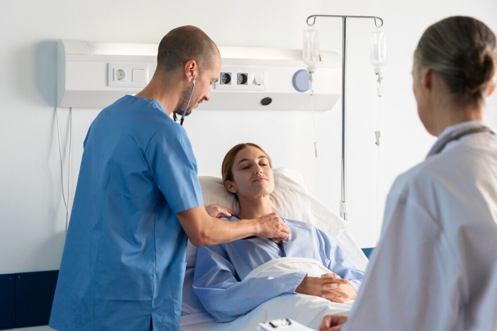 Nurse conducts resuscitation